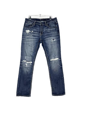 Y2K BKE Mason Mens 36x32 Faded Washed Distressed Denim Jeans